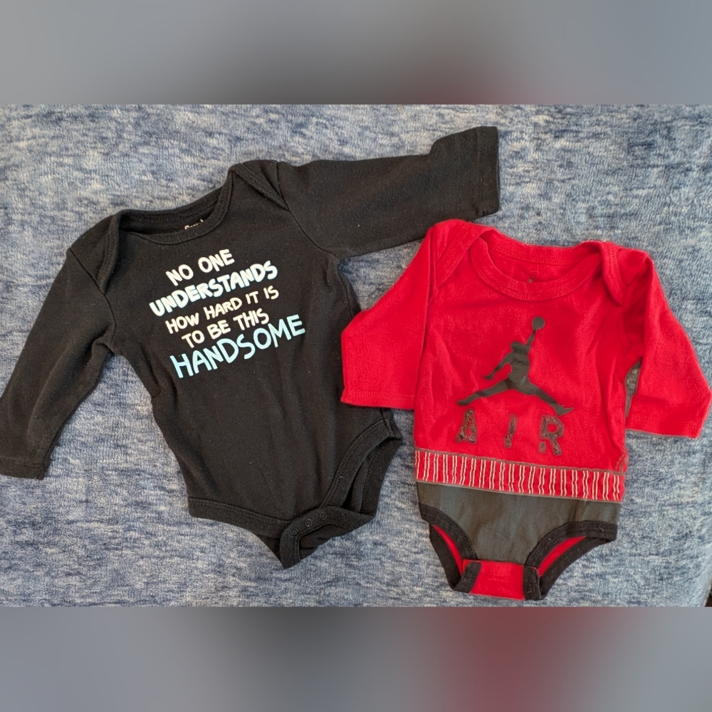 3-6M Black and Red Kids One Piece Set